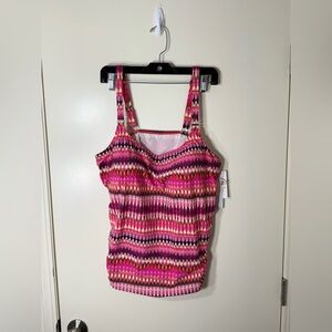 NWT Christina Women’s Pink Geometric Swim Tankini Plus Size 3XD‎
